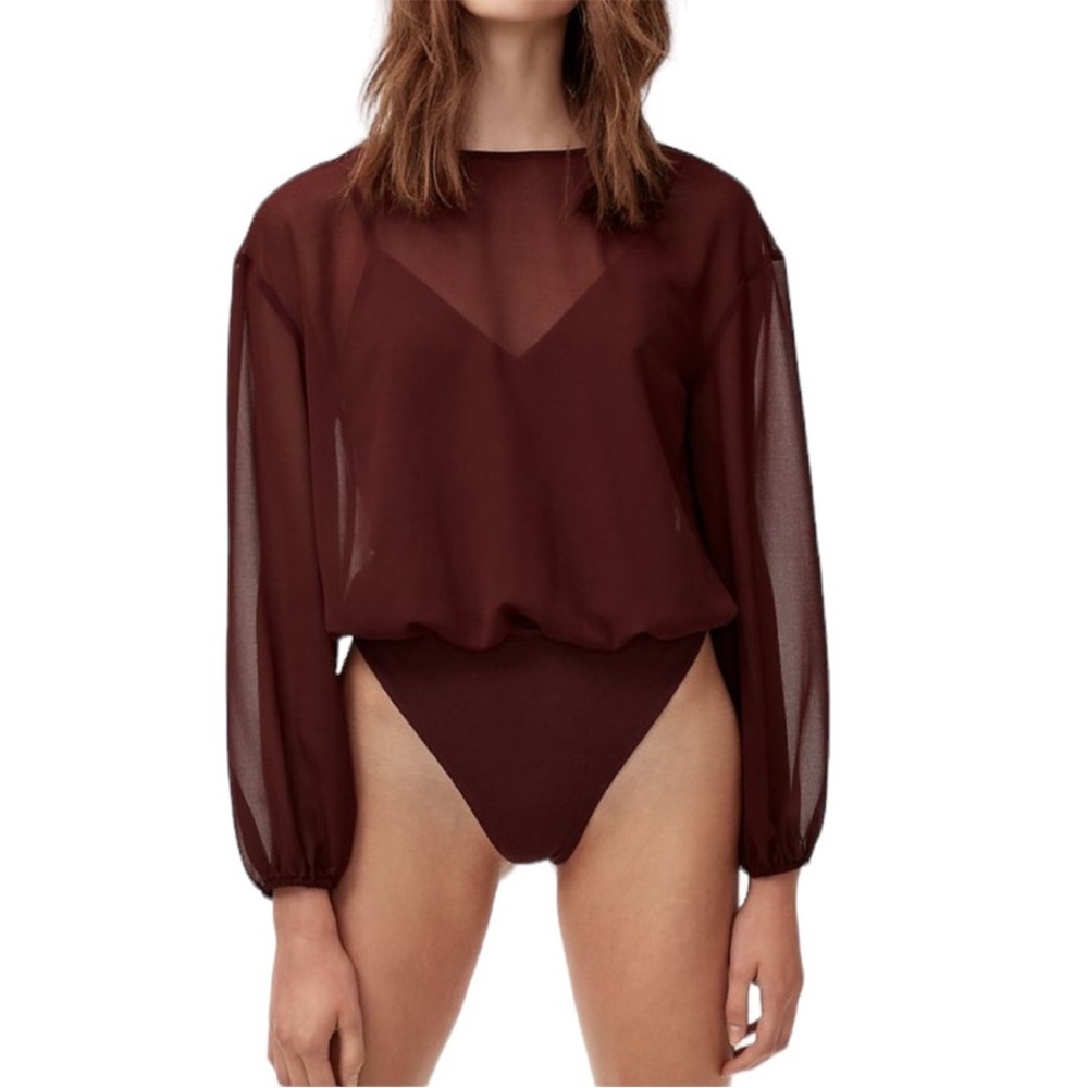 Wilfred Talmont bodysuit with a sheer chiffon top size S excellent condition